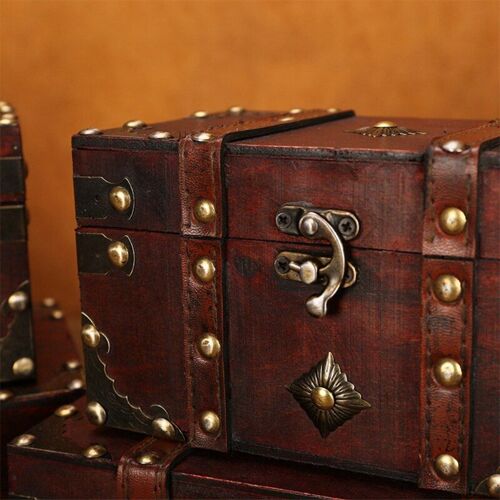 Coffre au trésor Vintage en bois, boîte de rangement, organisateur de bijoux de Style Antique pour Je 203F