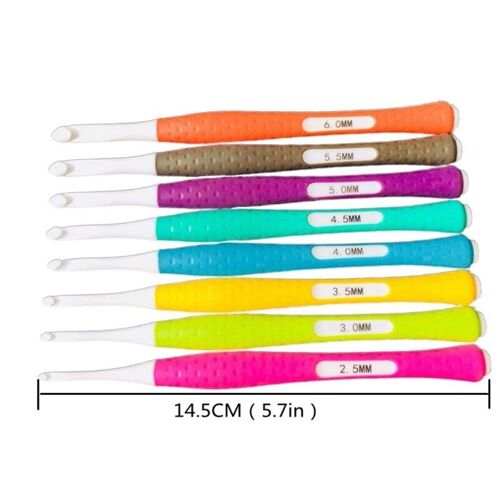 Ensemble De 8 Crochets, Tête En Plastique, Couleur Bonbon, Poignée Douce Antidérapante, Tricot, Fil À Aiguille, Châle, Pull, Tissage, Couture, 203f