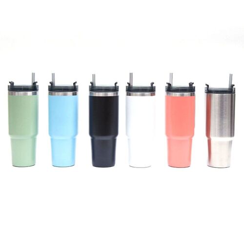 Tasse Isotherme En Acier Inoxydable Avec Paille, 900ml, Pour Le Café Et L'eau, Pour Le Sport, Le Fitness Et Le Bureau