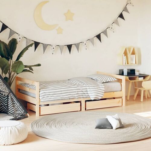 Vidaxl Cadre De Lit Pour Enfant Et Tiroirs 80x160cm Bois De Pin Massif