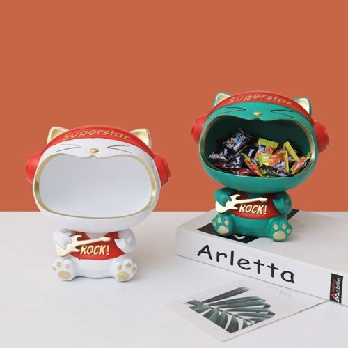 Statue de chat porte-bonheur ornements nordiques, Figurine clé Snack articles divers support de rangement plateau organisateur de bureau décorations de maison
