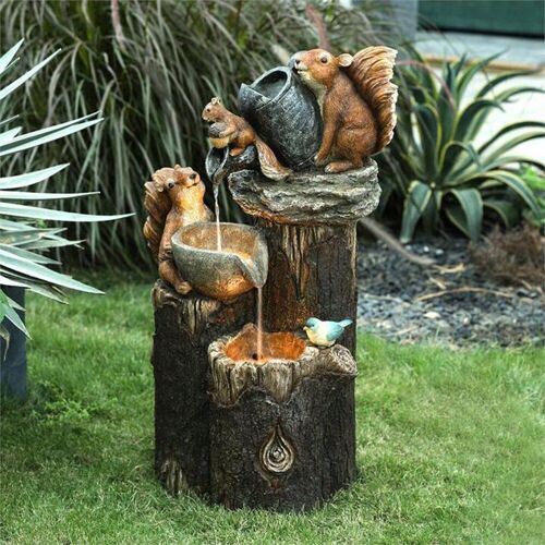 Sculpture De Canard Et D'écureuil En Résine, Statue D'art De Collection, Ornement De Jardin, Cour, Paysage Miniature, Décoration De Maison