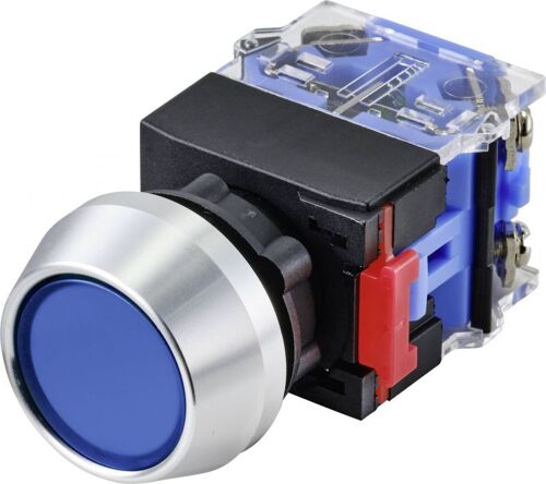 Tru Components LAS0-L-11/B Bouton-poussoir 250 V 5 A 1 x arrêt/(marche) IP40 à impulsion 1 pc., Bouton + interrupteur