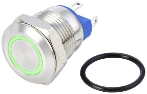 Tru Components Bouton-poussoir série GQ12-AF-10E, Bouton + interrupteur, Argent