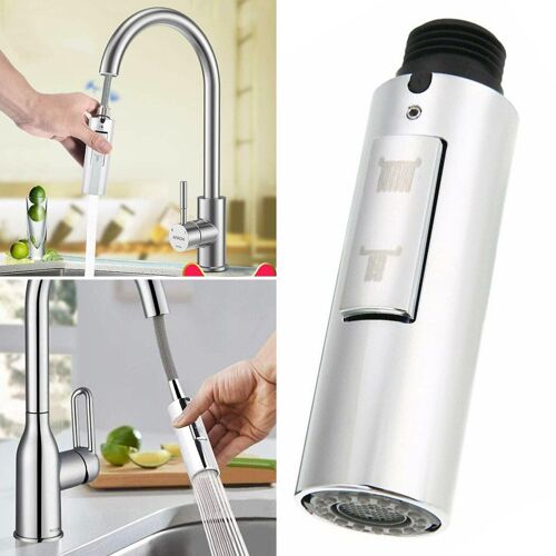 Tête de pulvérisation extractible universelle, remplacement du robinet d'évier de cuisine universel, mitigeur de lavabo, douche, plat, douche, économie d'eau, Spray argent