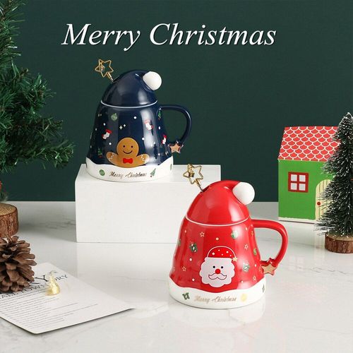 Tasses De Noël 470ml, En Forme De Chapeau, Avec Cuillère À Café Et Couvercle, Figurines, Bouteille D'eau, Cadeau Du Nouvel An