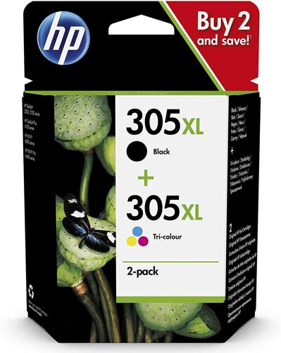 HP 305XL - Pack de 2 - à rendement élevé - noir, couleur (cyan, magenta, jaune) - original - cartouche d'encre - pour Deskjet 23XX, 27XX, 28XX, 41XX, 42XX; DeskJet Plus 41XX; ENVY 60XX, 64XX; ENVY Pro 64XX