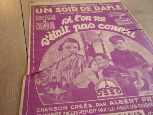 2 Partitions En 1: Si L'on Ne S'était Pas Connu (Slow Fox Chanté Du Film 'un Soir De Rafle') Création Albert Préjean ¿ Une Petite Loge Et Un Coeur