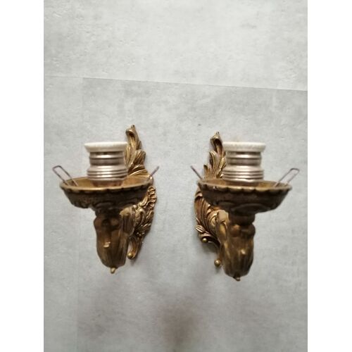 Appliques En Laiton Doré Lot De 2