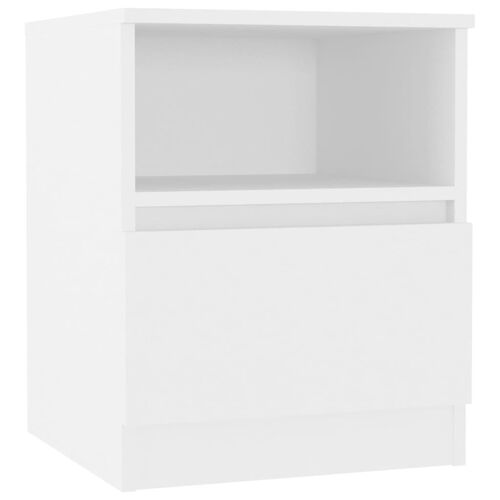Armoire de lit 40x40x50 cm bois contreplaqué blanc 1 tiroir 1 étagère Table de chevet