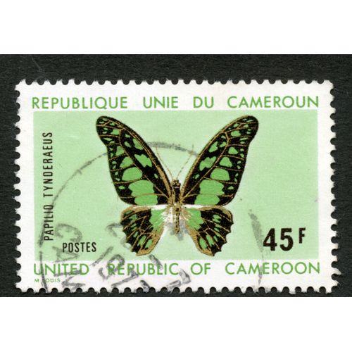 Timbre Oblitéré République Unie Du Cameroun, Papilio Tynderaeus, Postes, 45 F