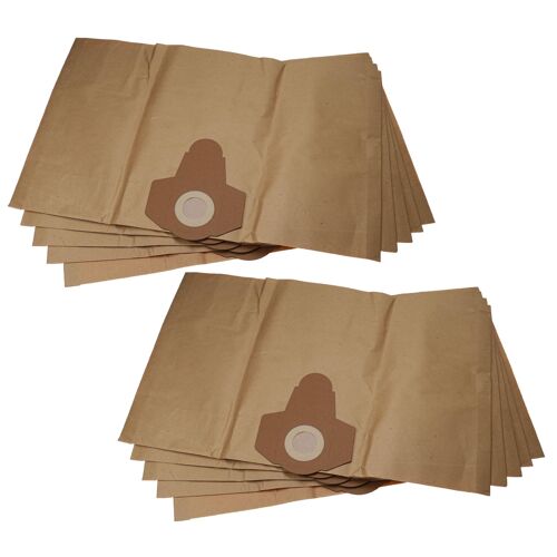 vhbw 10x Sacs compatible avec Parkside PNTS 23 E, PNTS 30/4, PNTS 30/6, PNTS 30/7 aspirateur - papier, 38,5cm x 26cm marron