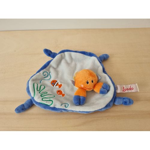 Doudou Crabe Orange Bleu Toodo