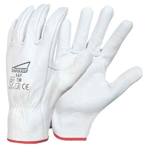 GANT CUIR BLANC TOUT FLEUR DE BOVIN 50F MANUTENTION LEGERE A SEC T.8