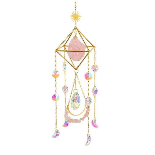 Carillon de vent en cristal Sun Prisms Lustre en verre pendentif suspendu goutte pour carillons éoliens de jardin intérieur extérieur,4