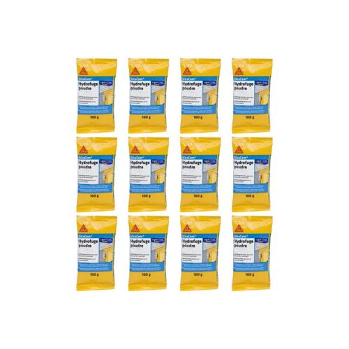 Lot de 12 additifs imperméabilisants béton et mortier SIKA SikaCem Hydrofuge Poudre - 100g