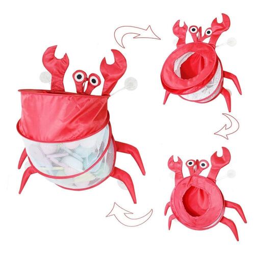 Sac De Rangement De Jouets De Bain, Conception De Crabe Mignon, Sac De Rangement Avec Ventouse, Salle De Bains, Suspension Murale, Conteneur Pliable