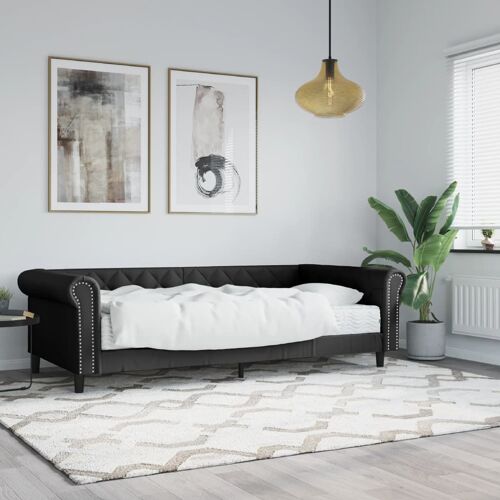 vidaXL Lit de jour avec matelas noir 90x200 cm similicuir