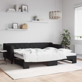 Vidaxl Lit De Jour Avec Gigogne Sans Matelas Noir 90x200 Cm