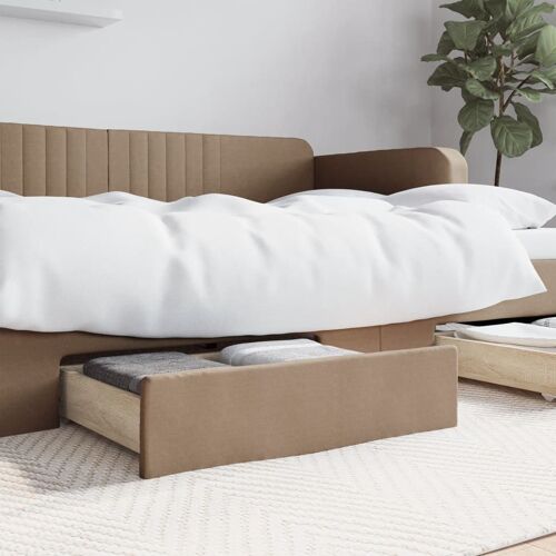 Vidaxl Tiroirs De Lit 2 Pcs Cappuccino Bois D'ingénierie Et Similicuir