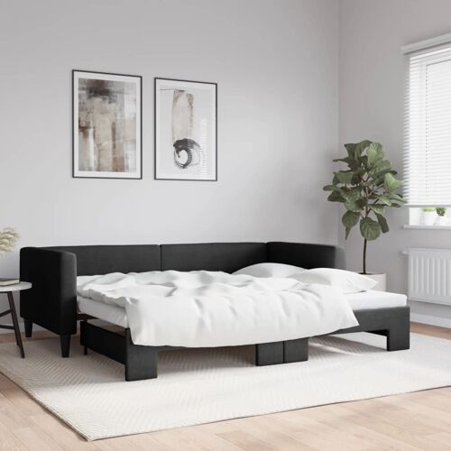 vidaXL Lit de jour avec lit gigogne noir 90x190 cm tissu
