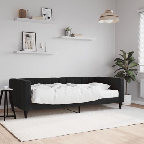 vidaXL Lit de jour avec matelas noir 90x200 cm velours