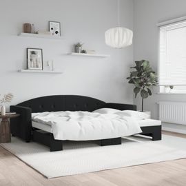 Vidaxl Lit De Jour Avec Gigogne Sans Matelas Noir 90x200 Cm