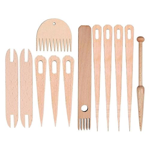 12Pcs Tapestry Weaving Stick Kit, 7Pcs Big Eye Weaving Needles Weaving Stick, 2 Tissage, 2 Peigne de Tissage