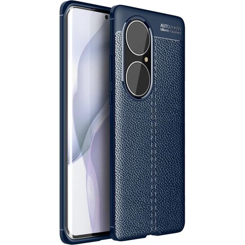 Silicone Coque Pour Huawei P50 Pro, Housse Protection Etui, Tpu Antichoc Bumper Protection Case Cover Avec Litchi Motif Cuir - Bleu
