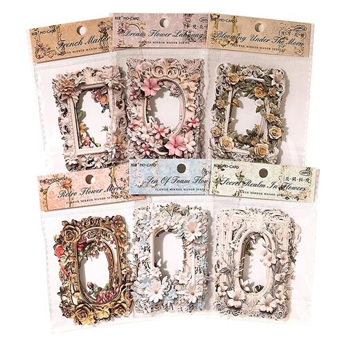 60 Feuilles De Fond Rétro Papier Décoratif Papier De Scrapbooking, Cadre En Dentelle De Fleur En Relief Papier Vintage Cadre Floral En Relief