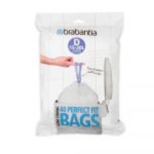 Brabantia Sacs PerfectFit, Distributeur, code D, 15-20 litres, 40 sacs, White - 362187