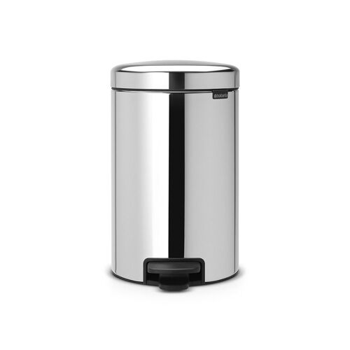 Brabantia Poubelle à Pédale newIcon, 12 litres, Fermeture Silencieuse, Seau intérieur en Métal - Brilliant Steel