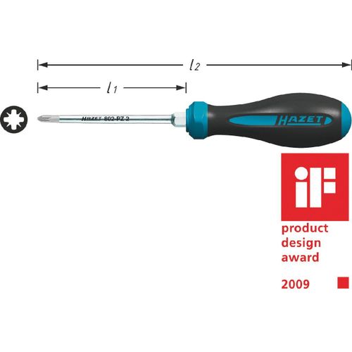 Hazet Tournevis HEXAnamic - Profil Pozidriv PZ - Taille: PZ3 - Longueur totale: 279 mm - 802-PZ3