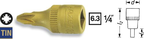 Hazet Douille mâle - Carré creux 6,3 mm (1/4 pouce) - Profil Pozidriv PZ - Taille: PZ3 - Longueur totale: 28 mm - 8507-PZ3