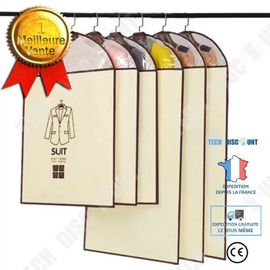 TD® Lot de 6 Housses de Vêtements pour habits sport costume Non-tissé Housse de Protection Pour Vêtements/Costumes pressing laver
