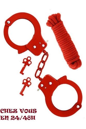Coffret Bondage Metal Cuffs - Couleur : Rouge