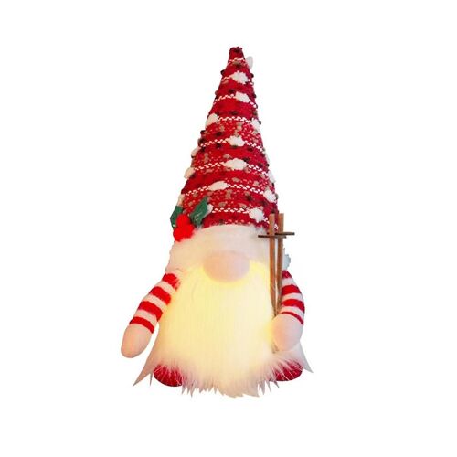Poupée de Noël Traîneau Elfe Ski Gnome avec lumière LED Rudolph Décor de Noël pour Noël à la maison Gif du Nouvel An
