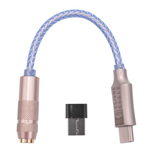 CX31993 Ampli Casque DAC USB Type C Bleu avec Sortie 3.5mm SNR128DB PCM 32B/384KHz pour Android Win