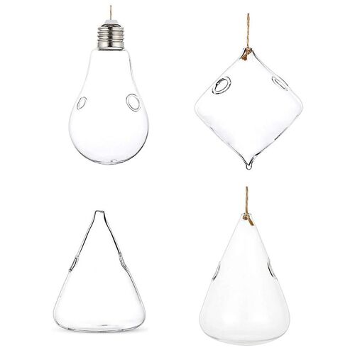 4 Pcs Verre Suspendu Jardinières Eau Air Plante Récipients Terrarium Bougeoir avec Cordes Corde fo
