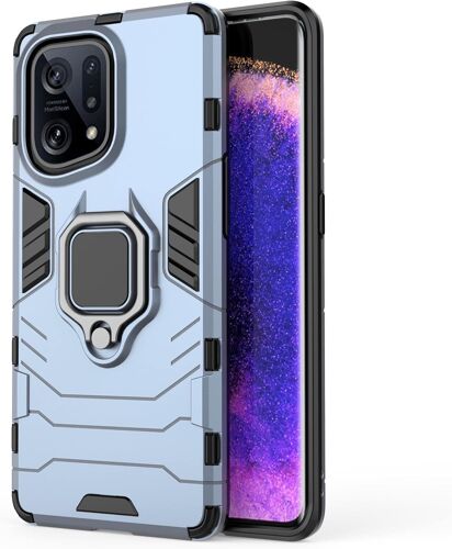 Coque Pour Oppo Find X5, Housse Tpu/Pc Armor Etui Avec Holder Support, Hybrid Silicone Case Antichoc Bumper Cover, Bleu