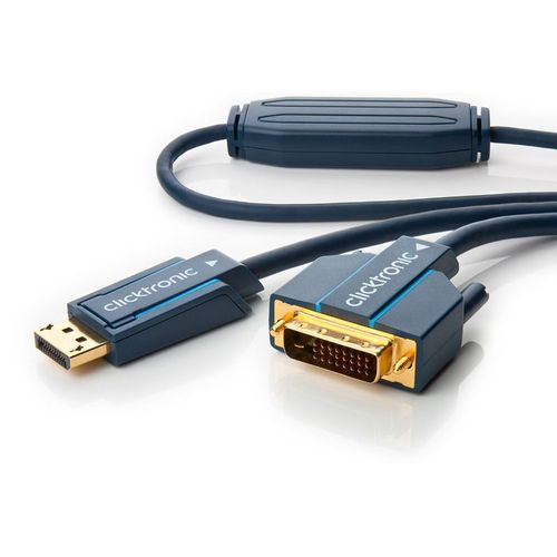 clicktronic DisplayPort / DVI câble de raccordement [1x DisplayPort prise mâle - 1x DVI-prise mâle 24+1pol.] 2 m bleue clickt