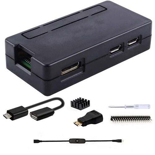 pour boîtier Zero/Zero W, kit de base 7 en 1 avec dissipateur thermique, connecteur GPIO 20 broches, câble OTG, adaptateur, noir