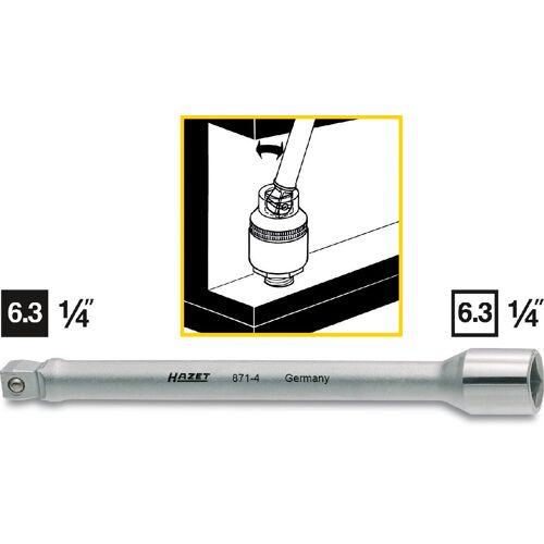 Hazet Rallonge, pivotante - Carré creux 6,3 mm (1/4 pouce) - Carré massif 6,3 mm (1/4 pouce) - Longueur totale: 101.5 mm - 871-4