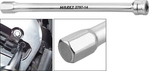 Hazet Outil de réglage des phares - Carré creux 10 mm (3/8 pouce) - Profil à 6 pans intérieurs - Taille: 14 - Longueur totale: 195 mm - 2797-14