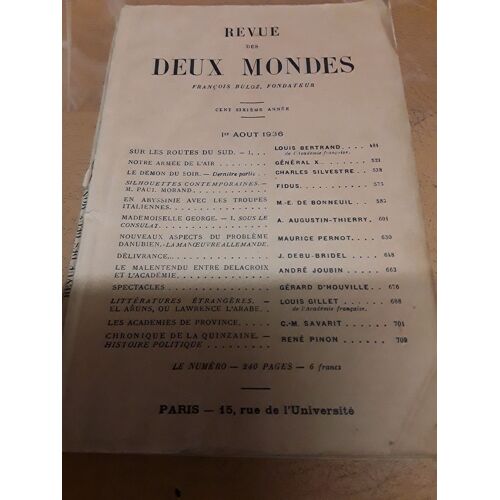 Revue Des Deux Mondes 1er Aou1936