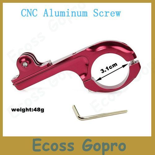 CNYO® Gopro roll bar mont Accessoires Vélo Moto aluminium roll bar Support De Guidon Mount Adapter Pour Gopro Hero2/3/3 + Rouge