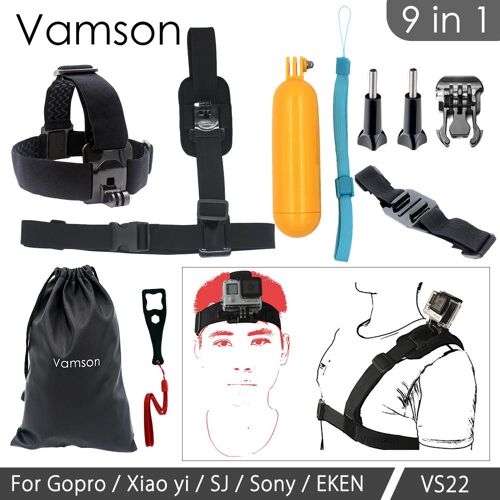 CNYO® 9 dans 1 Vamson pour GoPro Accessoires Floaty Bobber Manfrotto Clé Kit Bandoulière Trépied Pour Gopro Hero 4 3 + pour Xiaomi VS22
