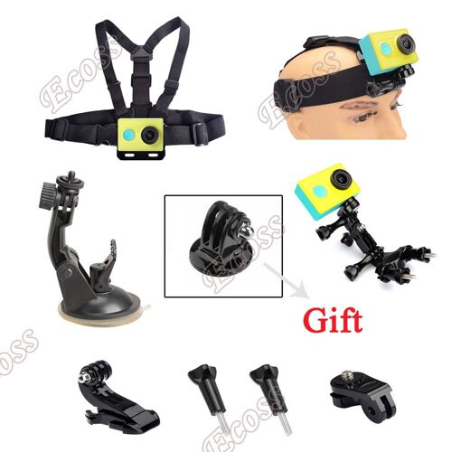 CNYO® Xiaomi yi ensemble titulaire de vélos Bike guidon + voiture ventouse + ceinture thoracique mont + Head strap + J - hookFor GoPRO et XIAOMi yi accessoires