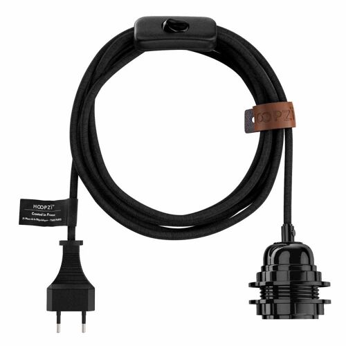 Hoopzï - Luminaire Fil Électrique Tissu Bala - Noir
