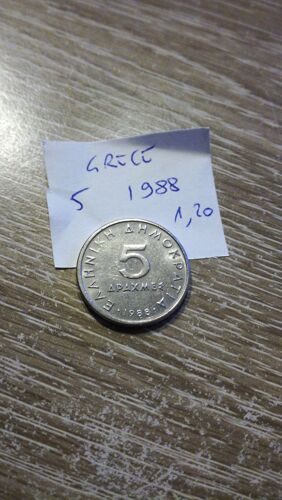 Grece 5 Drachmes 1988 En L État Sur Les Photos